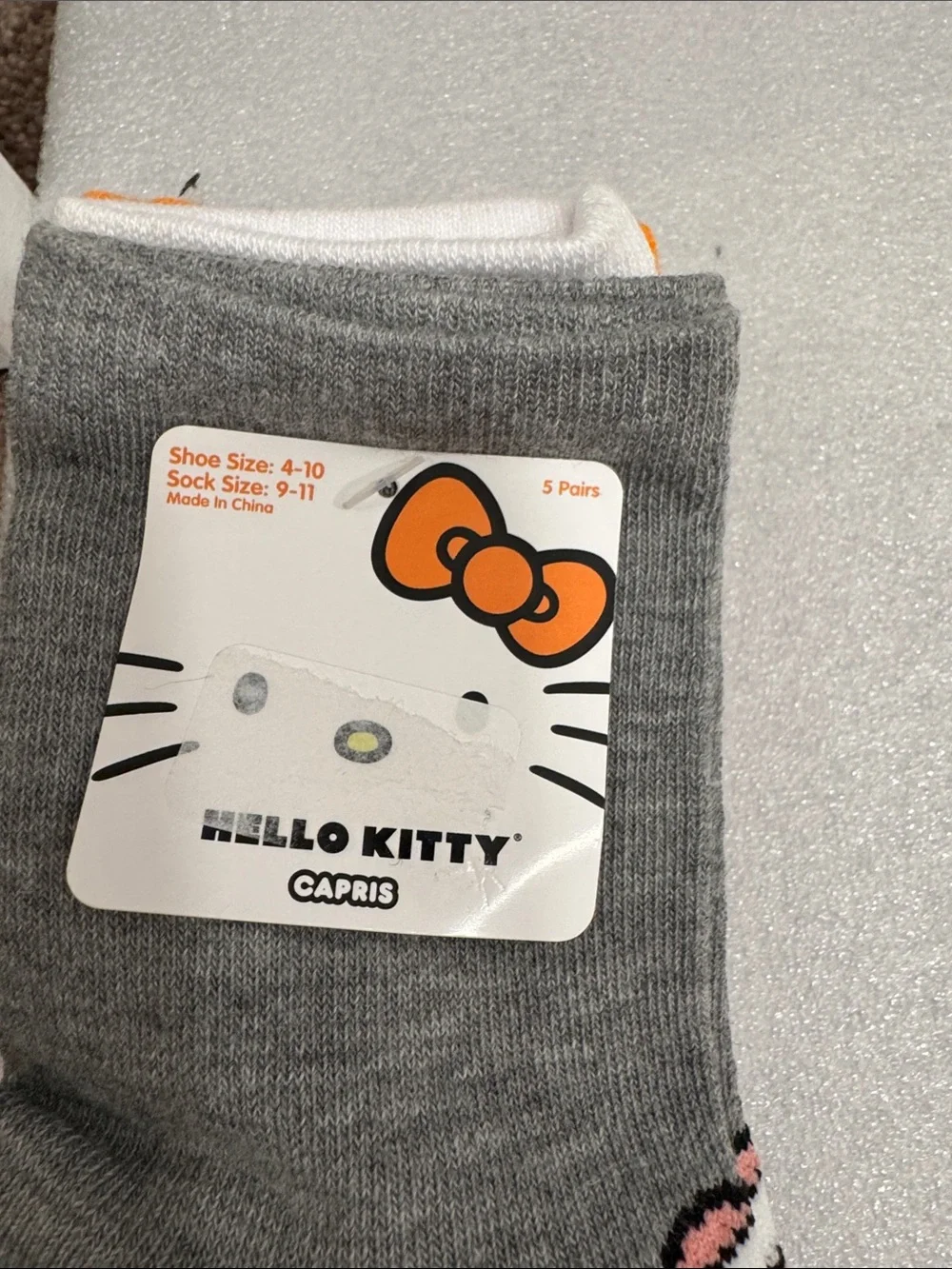 Hello kitty 5 pairs capris socks Halloween themed size 9-11 NWT
